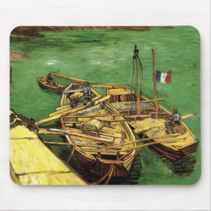 Van Gogh-kade met mannen die zandboten lossen Muismat