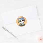 Van Gogh Kat Cartoon Sterrennacht Ronde Sticker (Envelop)