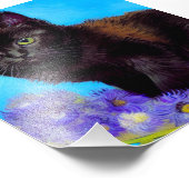 Van Gogh Kat en Bloemen Foto Afdruk (Hoek)