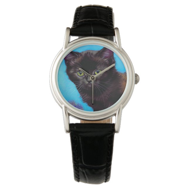 Van Gogh Kat en Bloemen Horloge (Voorkant)