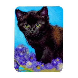 Van Gogh Kat en Bloemen Magneet