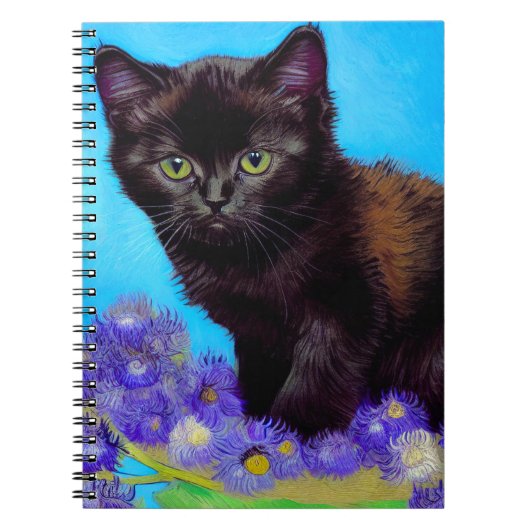 Van Gogh Kat en Bloemen Notitieboek (Voorkant)