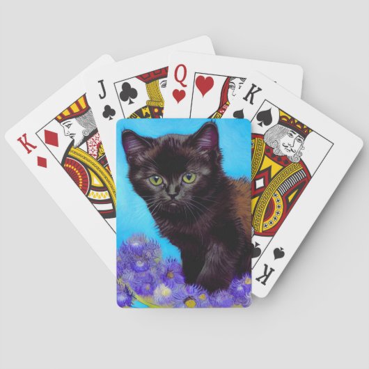 Van Gogh Kat en Bloemen Pokerkaarten (Achterkant)