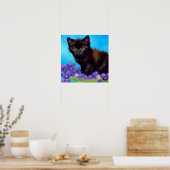 Van Gogh Kat en Bloemen Poster (Keuken)