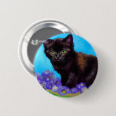 Van Gogh Kat en Bloemen Ronde Button 5,7 Cm (Voorkant /achterkant)