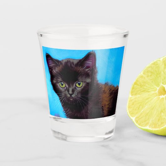 Van Gogh Kat en Bloemen Shot Glas (Voorkant)