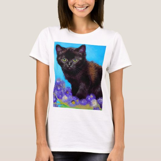 Van Gogh Kat en Bloemen T-shirt (Voorkant)