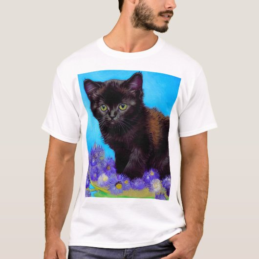 Van Gogh Kat en Bloemen T-shirt (Voorkant)