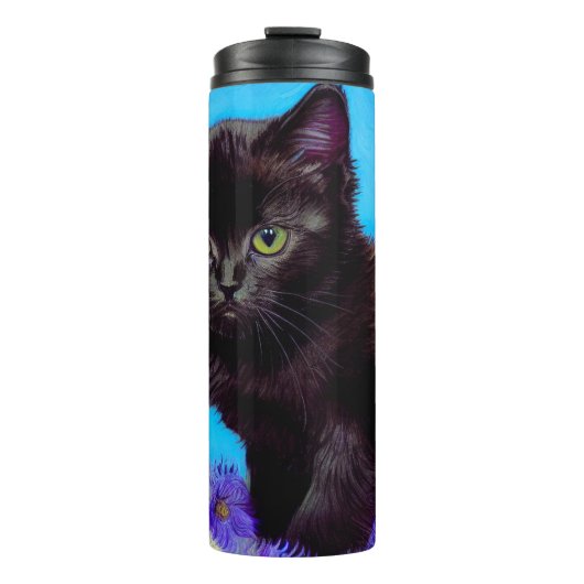 Van Gogh Kat en Bloemen Thermosbeker (Voorkant)
