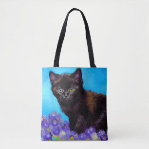 Van Gogh Kat en Bloemen Tote Bag