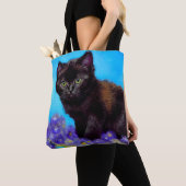 Van Gogh Kat en Bloemen Tote Bag (Dichtbij)