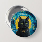 Van Gogh Kat Gothic Kat Zwart Ronde Button 7,6 Cm (Voorkant /achterkant)