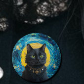 Van Gogh Kat Gothic Kat Zwart Ronde Button 7,6 Cm