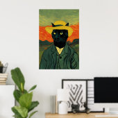Van Gogh Kat Kunstprint Grappig Zwart Kat Portret Poster (Thuiskantoor)