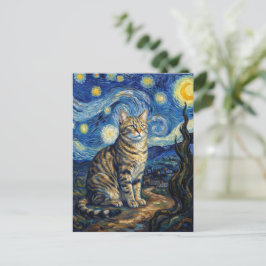 Van Gogh Kat Sterrennacht Impressionistische Kunst Briefkaart