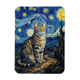 Van Gogh Kat Sterrennacht Impressionistische Kunst Magneet