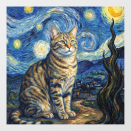 Van Gogh Kat Sterrennacht Impressionistische Kunst Raamsticker