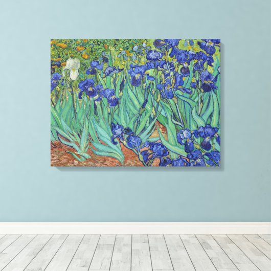 Van Gogh Klassiek Schilderij Irissen Floral Botani Canvas Afdruk (Insitu (Houten vloer))