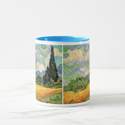 Van Gogh Korenveld met cipressen bij Haute Galline Mok (Midden)