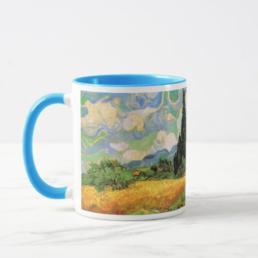 Van Gogh Korenveld met cipressen bij Haute Galline Mok (Links)
