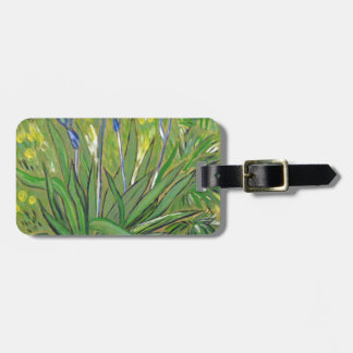 Van Gogh kunst Irissen, acryl reproductie Bagagelabel