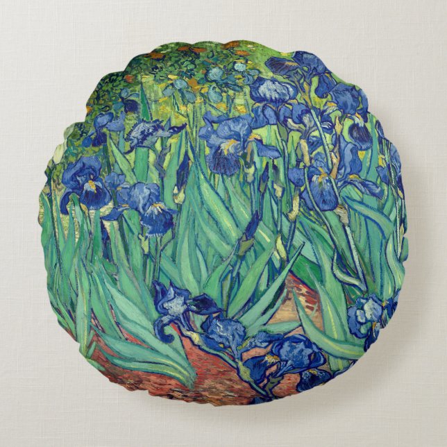 Van Gogh Kunst Irissen Rond Kussen (Voorkant)