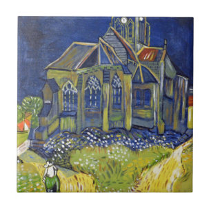 Van Gogh kunst reproductie, De Kerk te Auvers Tegeltje