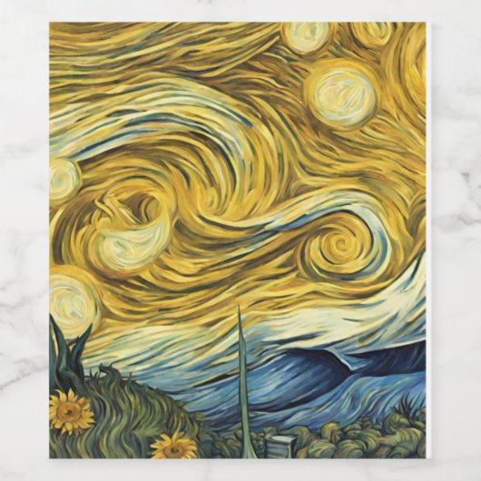 Van Gogh kunstidee Wijn Etiket (Enkel label)