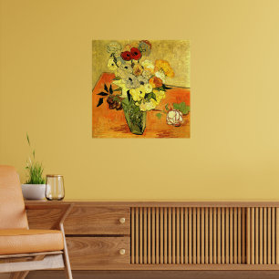 Van Gogh kunstwerk, Japanse Vaas met Rozen, Poster