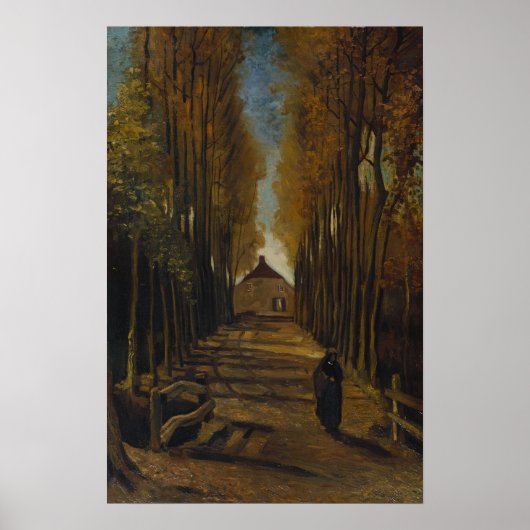 Van Gogh - Laan met populieren in de herfst Poster (Voorkant)