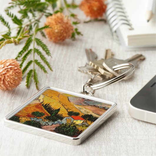 Van Gogh - Landscape House Plowman Sleutelhanger (Zijkant)