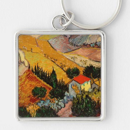 Van Gogh - Landscape House Plowman Sleutelhanger (Voorkant)