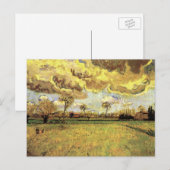 Van Gogh Landscape onder Stormy Sky, Fine Art Briefkaart (Voorkant / Achterkant)
