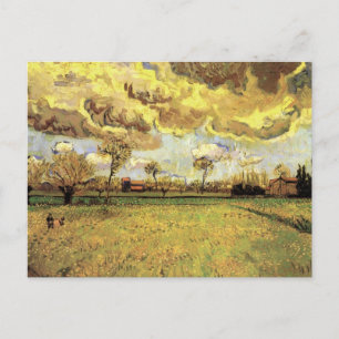 Van Gogh Landscape onder Stormy Sky, Fine Art Briefkaart