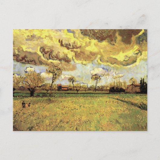 Van Gogh Landscape onder Stormy Sky, Fine Art Briefkaart (Voorkant)