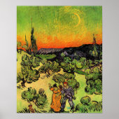Van Gogh - Landscape with Couple Walking Poster (Voorkant)