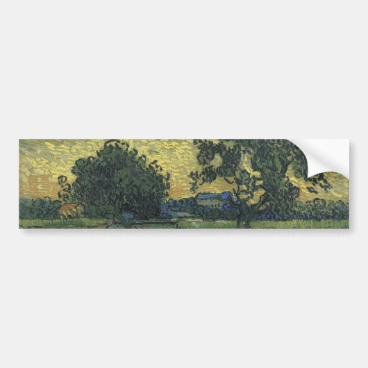Van Gogh Landschap bij schemering Bumpersticker (Voorkant)