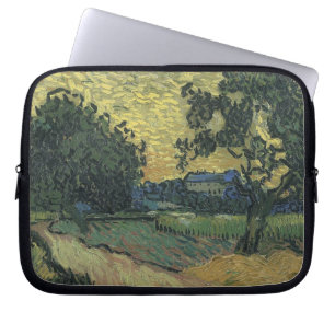 Van Gogh Landschap bij schemering Laptop Sleeve
