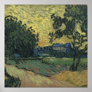 Van Gogh Landschap bij schemering Poster