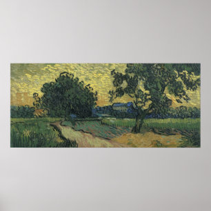 Van Gogh Landschap bij schemering Poster