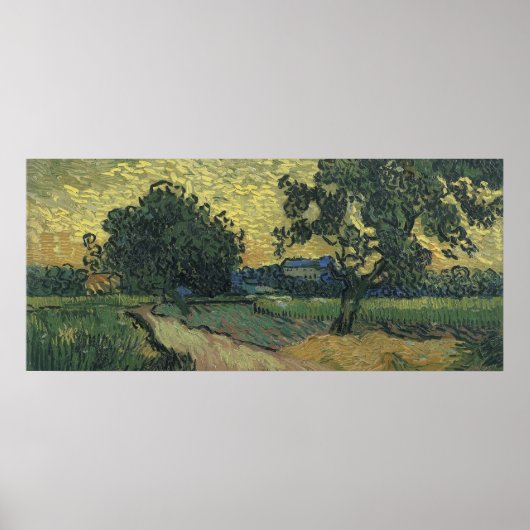 Van Gogh Landschap bij schemering Poster (Voorkant)