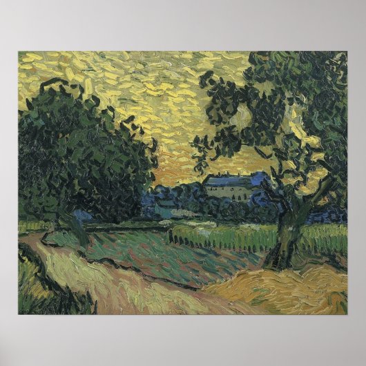 Van Gogh Landschap bij schemering Poster (Voorkant)