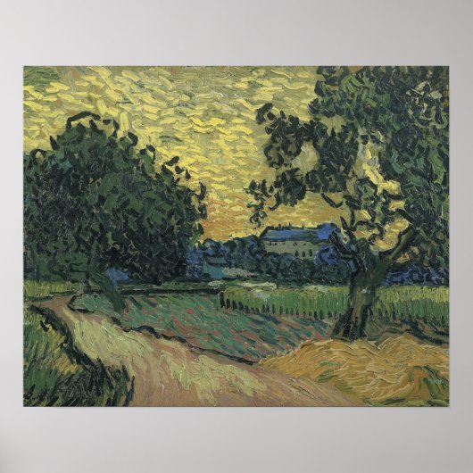 Van Gogh Landschap bij schemering Poster (Voorkant)