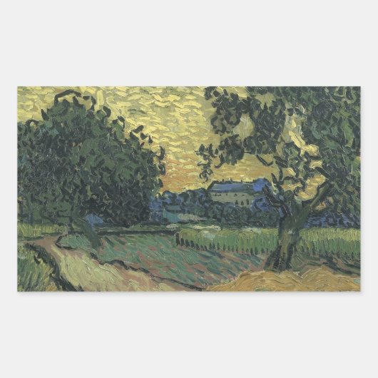 Van Gogh Landschap bij schemering Rechthoekige Sticker (Voorkant)