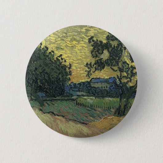 Van Gogh Landschap bij schemering Ronde Button 5,7 Cm (Voorkant)