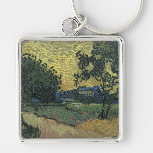 Van Gogh Landschap bij schemering Sleutelhanger (Voorkant)