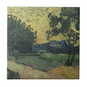 Van Gogh Landschap bij schemering Tegeltje