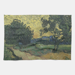 Van Gogh Landschap bij schemering Theedoek