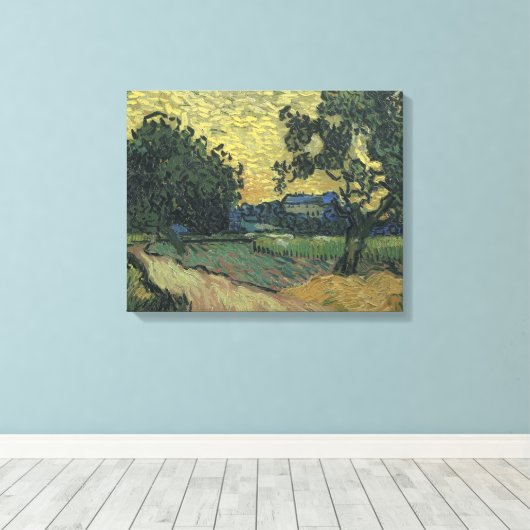 Van Gogh Landschap in Twilight Canvas Afdruk (Insitu (Houten vloer))