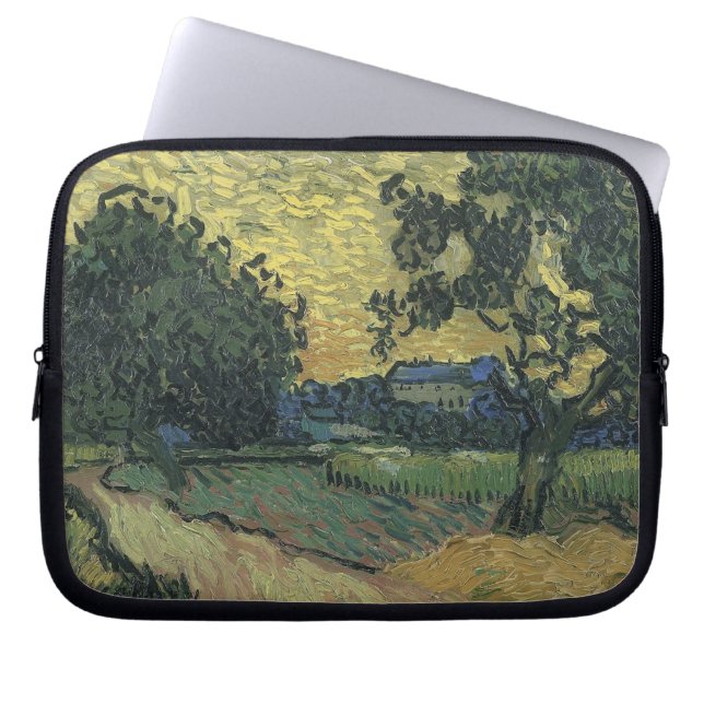 Van Gogh Landschap in Twilight Laptop Sleeve (Voorkant)